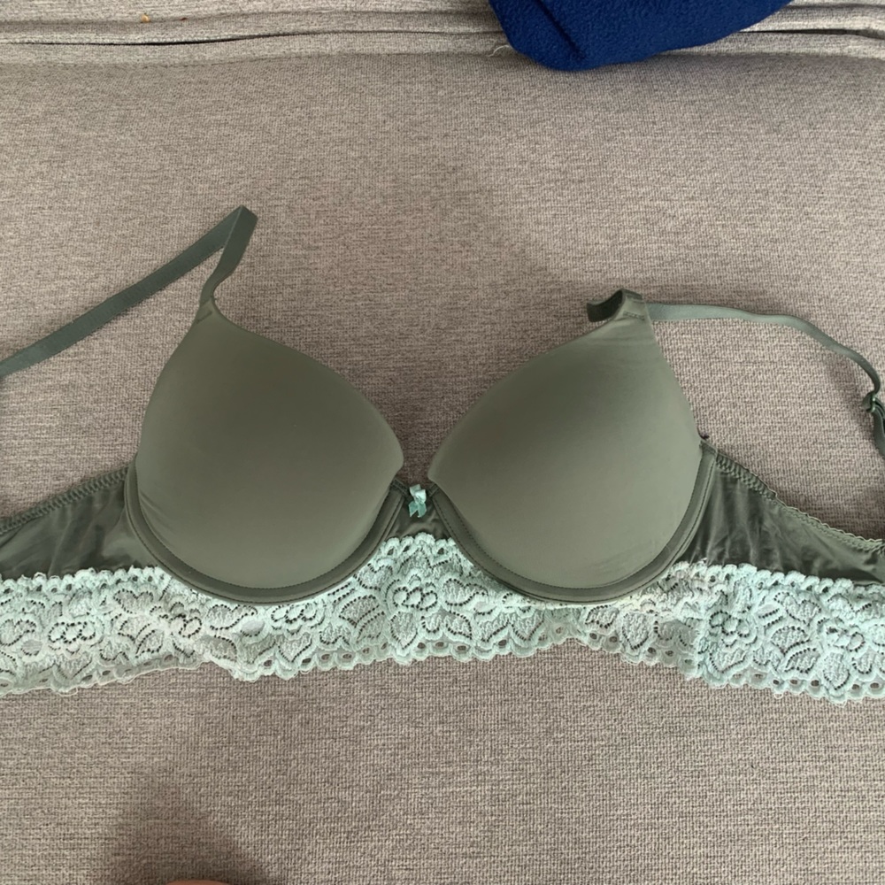 Aerie Padded Bra with Lace (Green) 32C